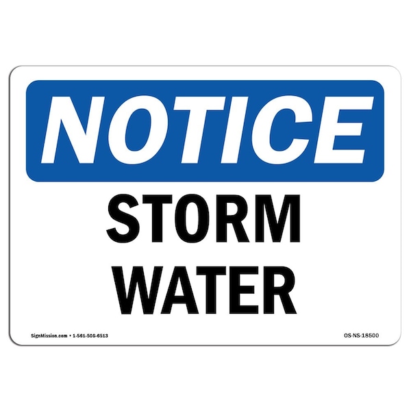 Safety Sign, OSHA Notice, 3.5" Height, Storm Water Sign, Landscape, 10PK